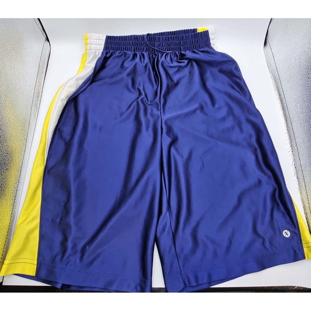 Xersion Boys XL 18/20 Blue Yellow Basketball Shorts Athletic Mesh